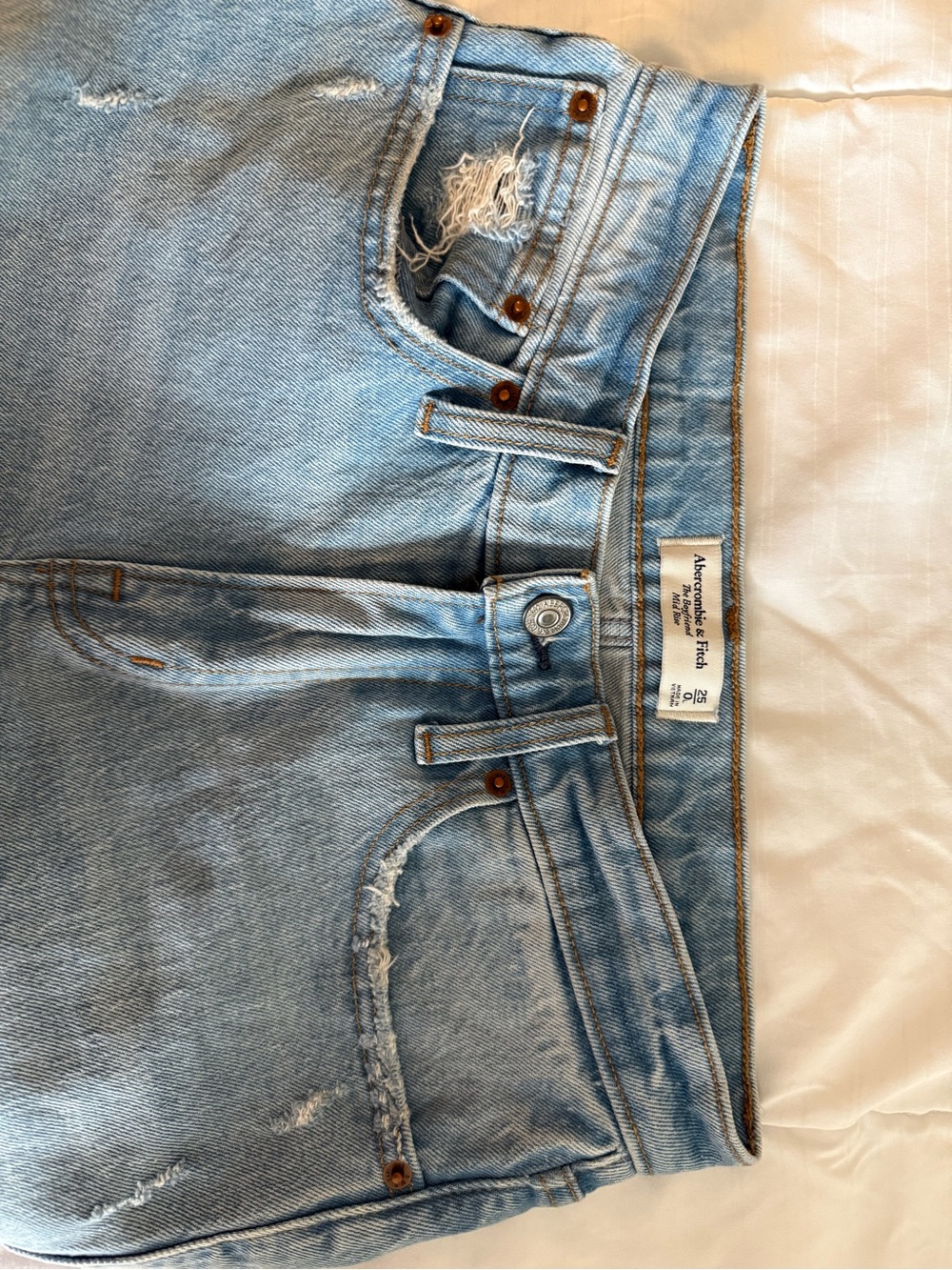 Abercrombie & Fitch Light Blue Distressed Boyfriend Jeans
